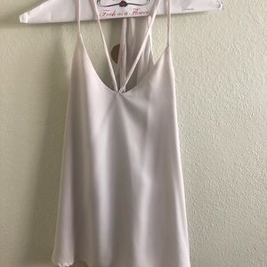 Criss cross front white tank